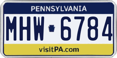 PA license plate MHW6784