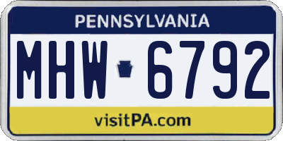 PA license plate MHW6792