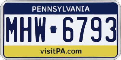 PA license plate MHW6793