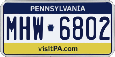 PA license plate MHW6802