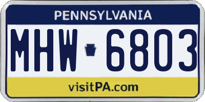 PA license plate MHW6803