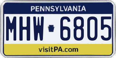 PA license plate MHW6805