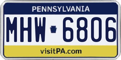 PA license plate MHW6806