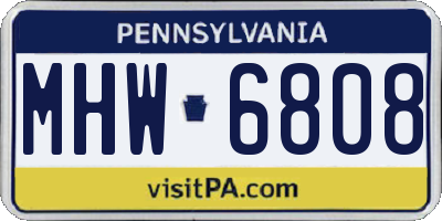 PA license plate MHW6808