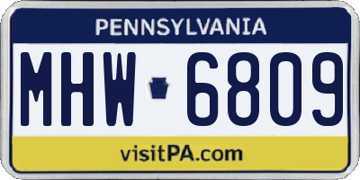 PA license plate MHW6809