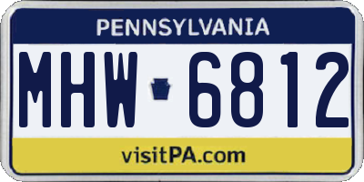 PA license plate MHW6812