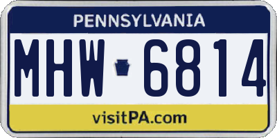 PA license plate MHW6814