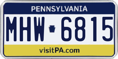 PA license plate MHW6815