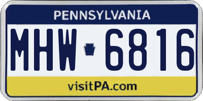 PA license plate MHW6816