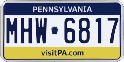 PA license plate MHW6817