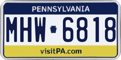 PA license plate MHW6818