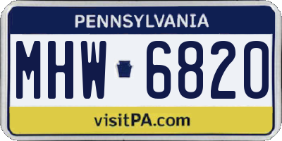 PA license plate MHW6820