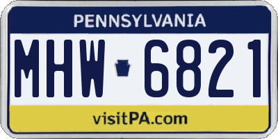 PA license plate MHW6821