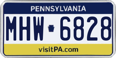 PA license plate MHW6828