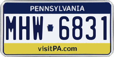 PA license plate MHW6831