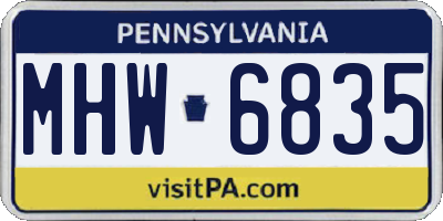 PA license plate MHW6835