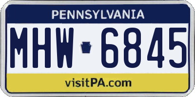 PA license plate MHW6845