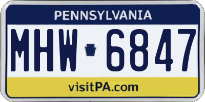 PA license plate MHW6847