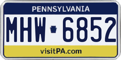 PA license plate MHW6852