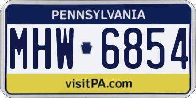 PA license plate MHW6854