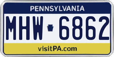 PA license plate MHW6862