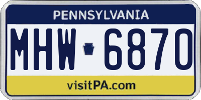 PA license plate MHW6870