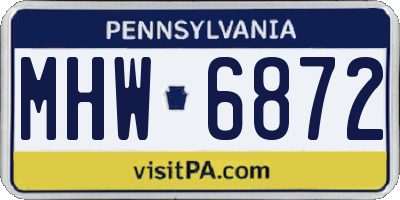 PA license plate MHW6872