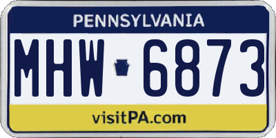 PA license plate MHW6873