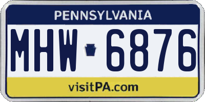 PA license plate MHW6876