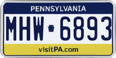 PA license plate MHW6893