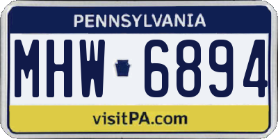 PA license plate MHW6894