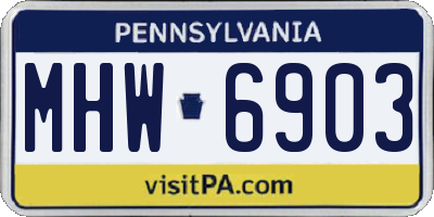 PA license plate MHW6903