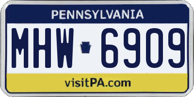 PA license plate MHW6909