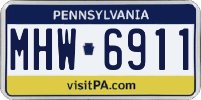 PA license plate MHW6911