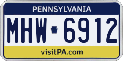 PA license plate MHW6912
