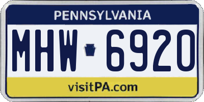 PA license plate MHW6920