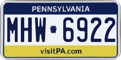 PA license plate MHW6922