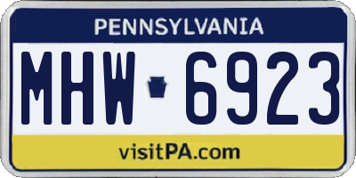 PA license plate MHW6923