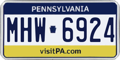 PA license plate MHW6924