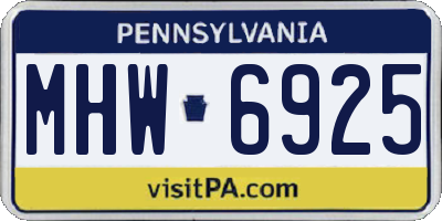 PA license plate MHW6925
