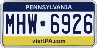 PA license plate MHW6926