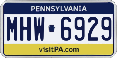 PA license plate MHW6929