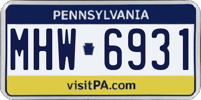 PA license plate MHW6931