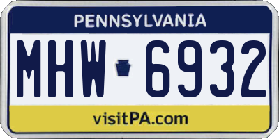 PA license plate MHW6932