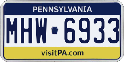 PA license plate MHW6933