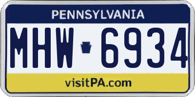 PA license plate MHW6934