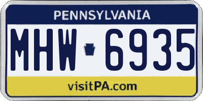 PA license plate MHW6935