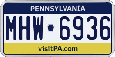 PA license plate MHW6936