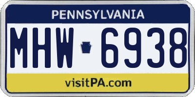 PA license plate MHW6938