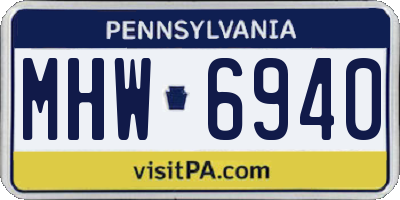 PA license plate MHW6940
